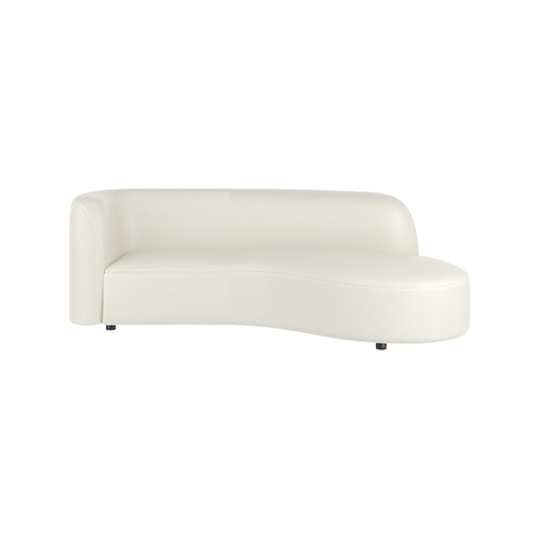 White Cushion Back Sofa Curved Corner Loveseat for Living Room