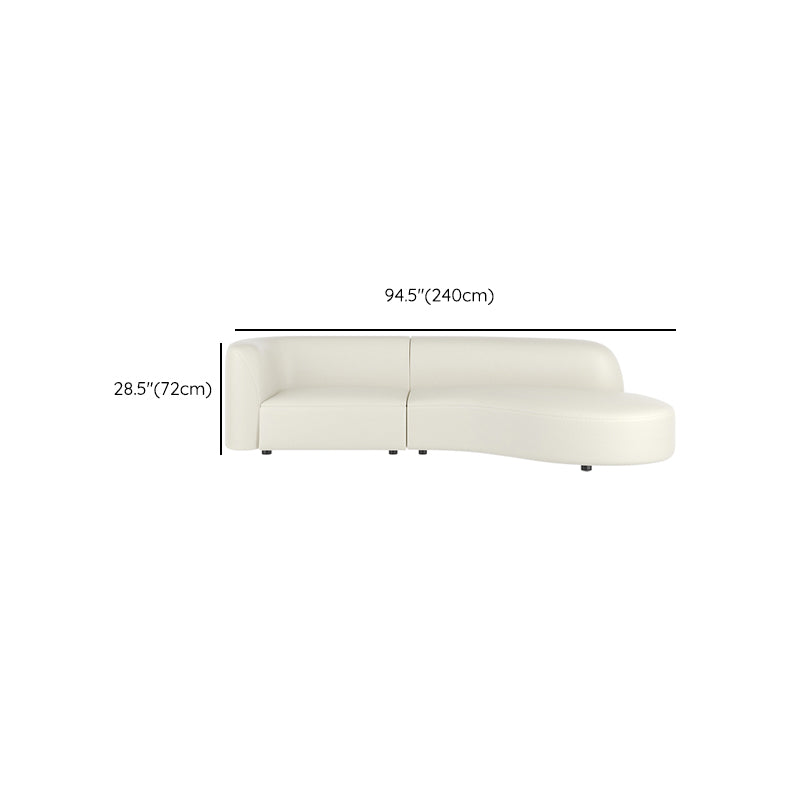 White Cushion Back Sofa Curved Corner Loveseat for Living Room