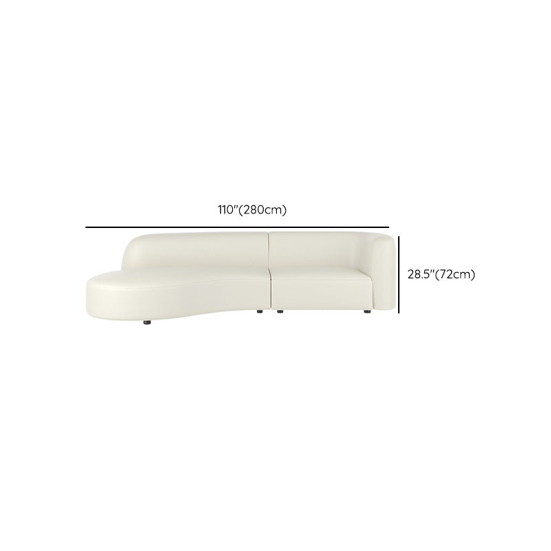 White Cushion Back Sofa Curved Corner Loveseat for Living Room