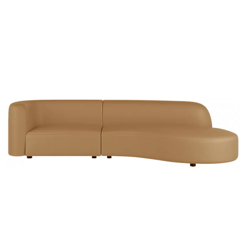 Brown One Arm Sectional Sofas Solid Wood Sectional Couch for Living Room