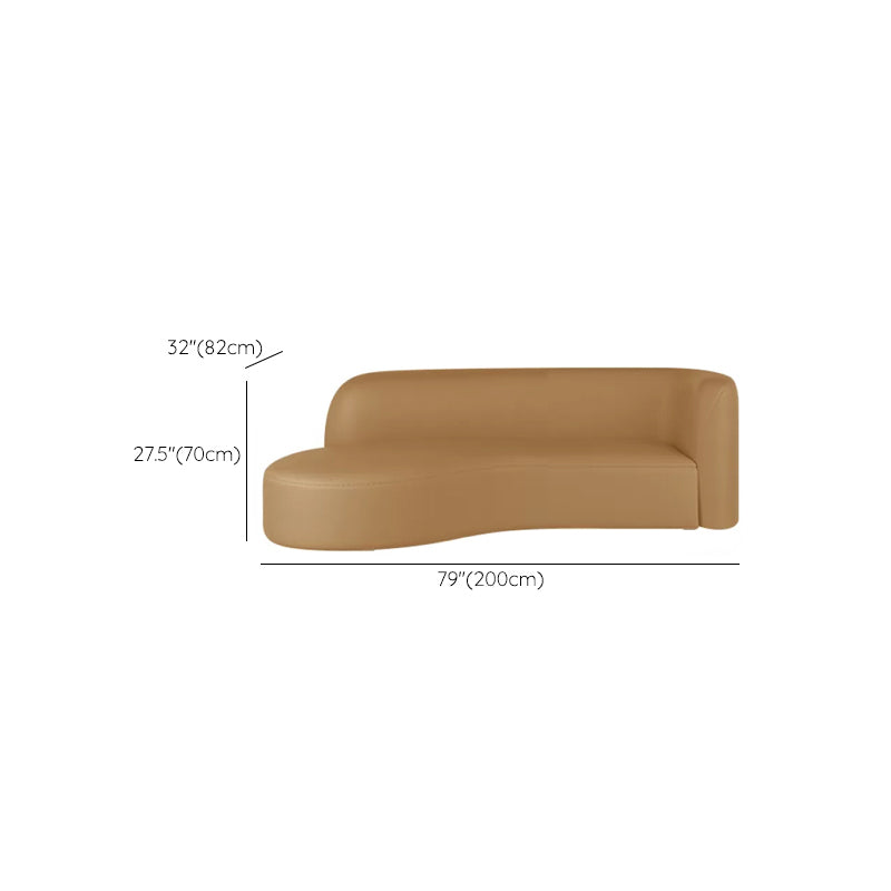 Brown One Arm Sectional Sofas Solid Wood Sectional Couch for Living Room