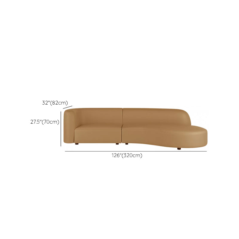 Brown One Arm Sectional Sofas Solid Wood Sectional Couch for Living Room