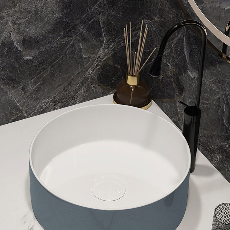 Modern Style Vessel Bathroom Sink Round Ceramic Vessel Bathroom Sink