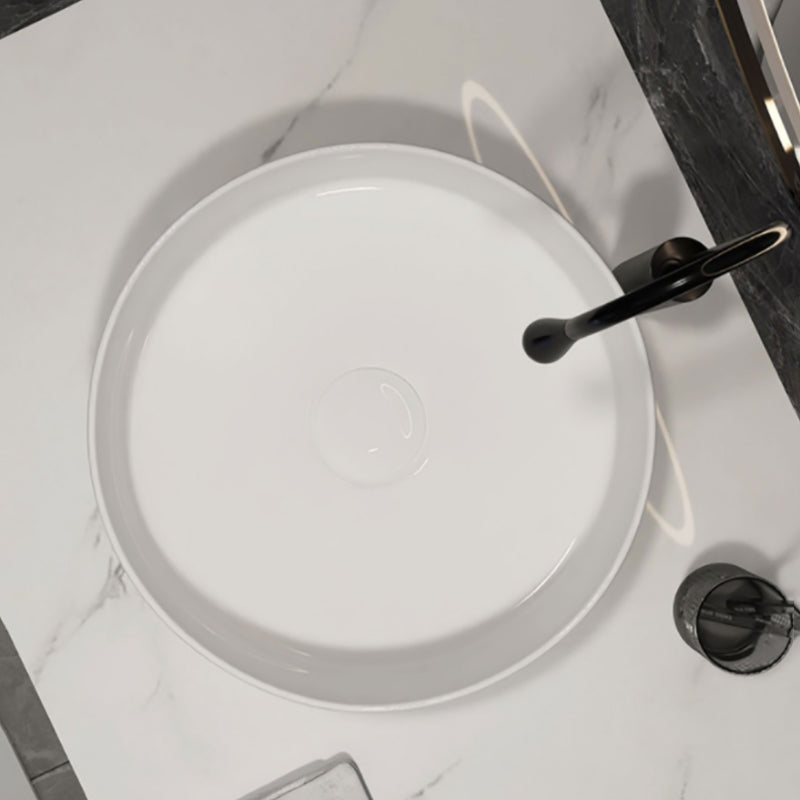 Modern Style Vessel Bathroom Sink Round Ceramic Vessel Bathroom Sink