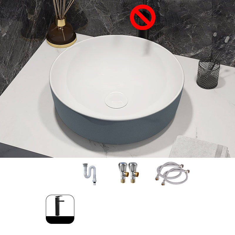 Modern Style Vessel Bathroom Sink Round Ceramic Vessel Bathroom Sink