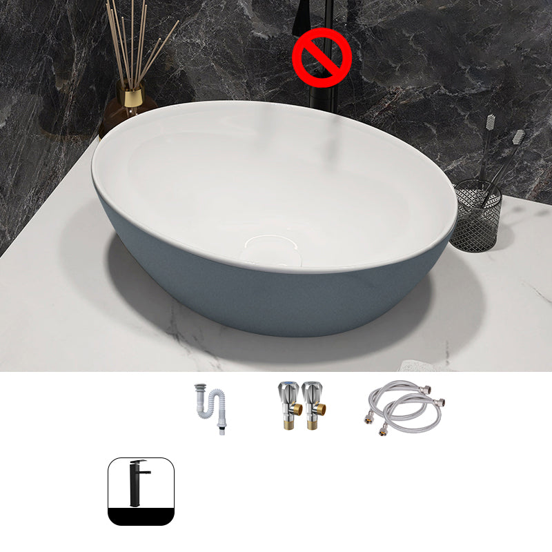 Modern Style Vessel Bathroom Sink Round Ceramic Vessel Bathroom Sink