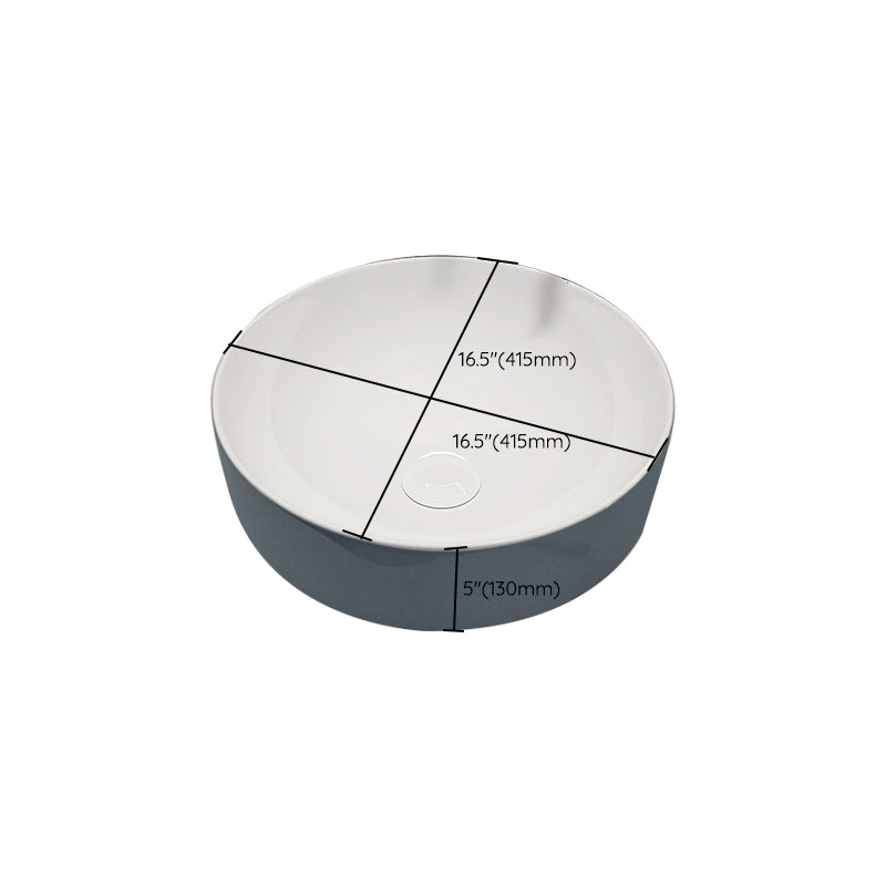 Modern Style Vessel Bathroom Sink Round Ceramic Vessel Bathroom Sink