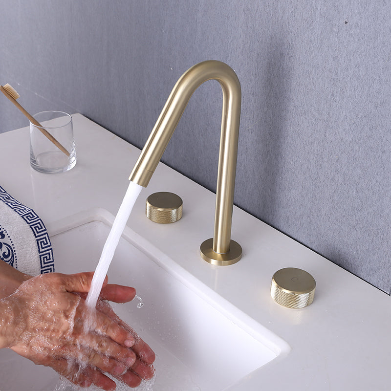 Widespread Modern Bathroom Faucet Knob Handle Gooseneck Vessel Faucet