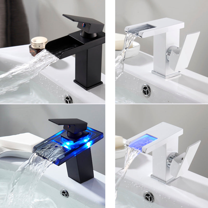 Waterfall Spout Vessel Sink Faucet Single Handle Square Faucet