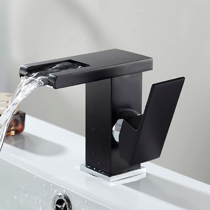 Waterfall Spout Vessel Sink Faucet Single Handle Square Faucet