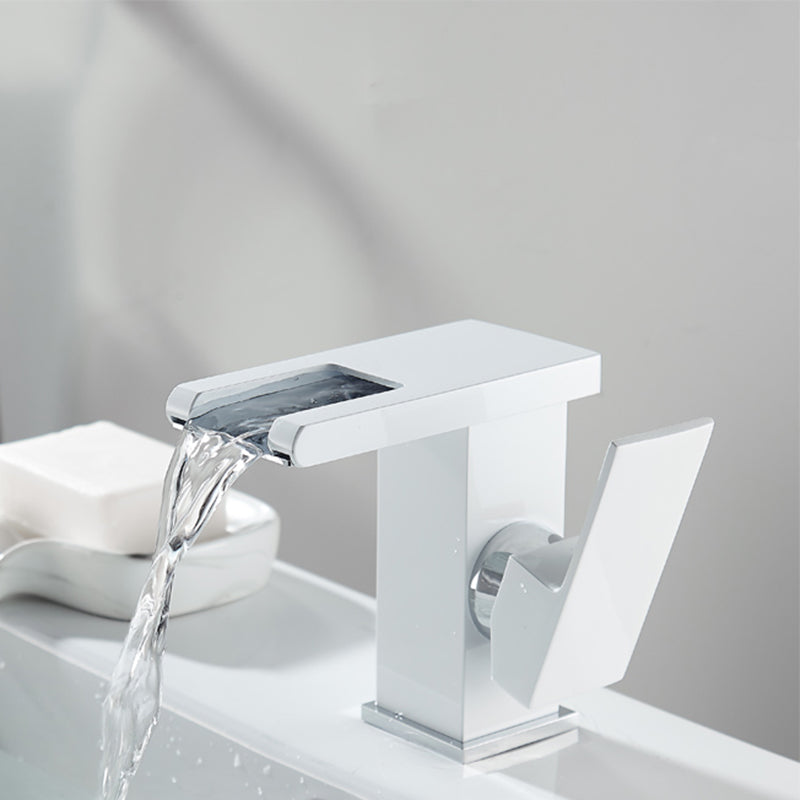Waterfall Spout Vessel Sink Faucet Single Handle Square Faucet
