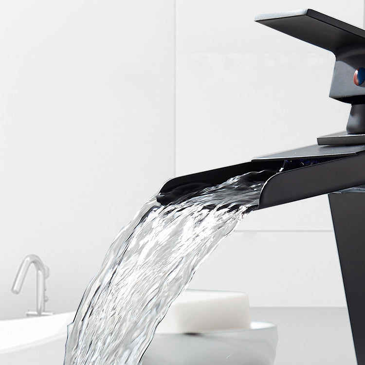 Waterfall Spout Vessel Sink Faucet Single Handle Square Faucet