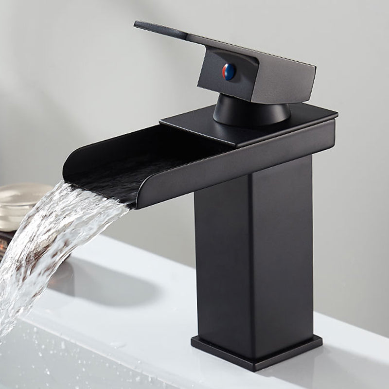 Waterfall Spout Vessel Sink Faucet Single Handle Square Faucet