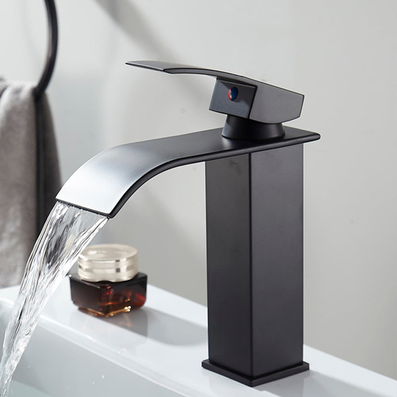 Waterfall Spout Vessel Sink Faucet Single Handle Square Faucet