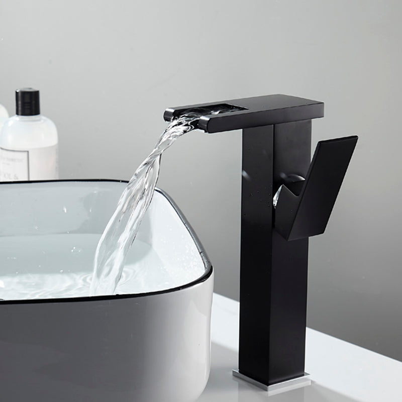 Waterfall Spout Vessel Sink Faucet Single Handle Square Faucet