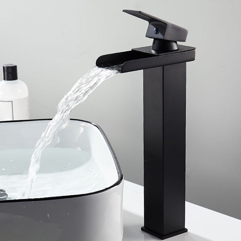 Waterfall Spout Vessel Sink Faucet Single Handle Square Faucet