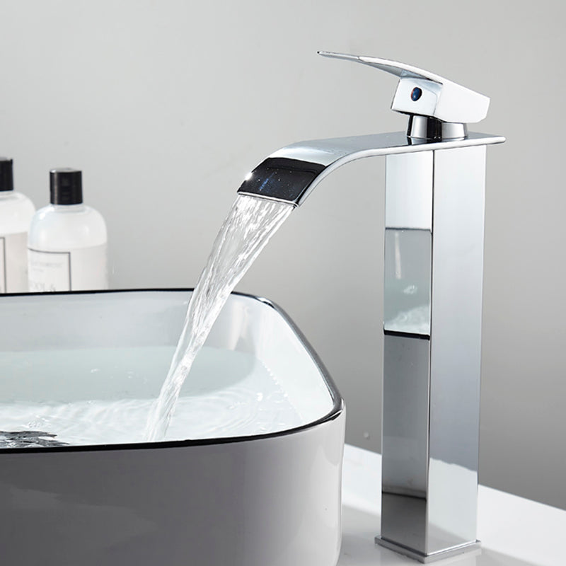 Waterfall Spout Vessel Sink Faucet Single Handle Square Faucet