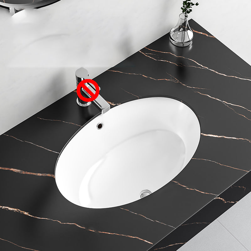 Undermount Bathroom Sink Modern Style Overflow Hole Design Ceramic Bathroom Sink