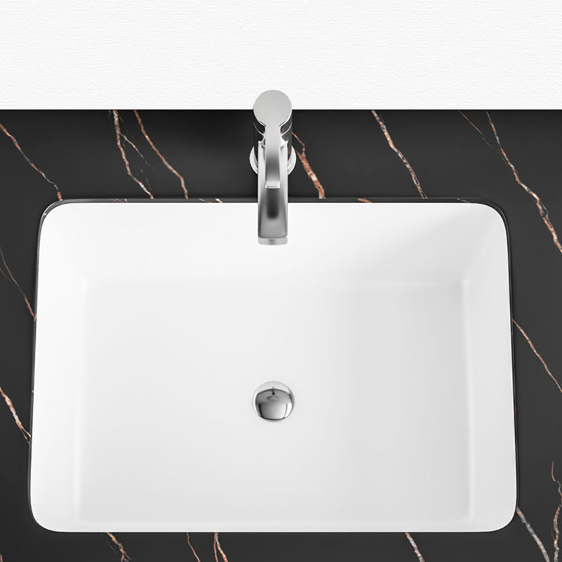 Undermount Bathroom Sink Modern Style Overflow Hole Design Ceramic Bathroom Sink