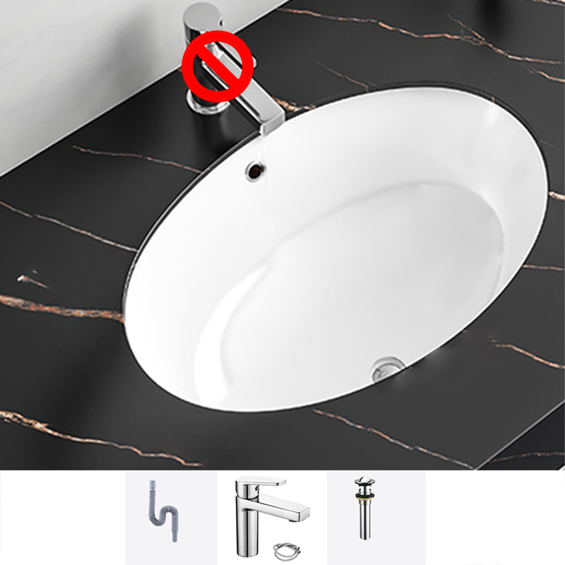 Undermount Bathroom Sink Modern Style Overflow Hole Design Ceramic Bathroom Sink