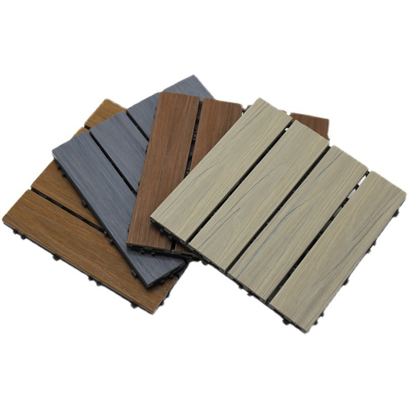 12" X 12"4-Slat Square PVC Flooring Tiles Snap Fit Installation Floor Board Tiles