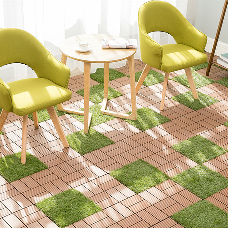 Interlocking Decking Tiles Striped Pattern Square Deck Plank Outdoor Patio