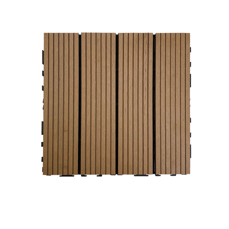 Composite Square Decking Tiles Interlocking Striped Pattern Patio Flooring Tiles