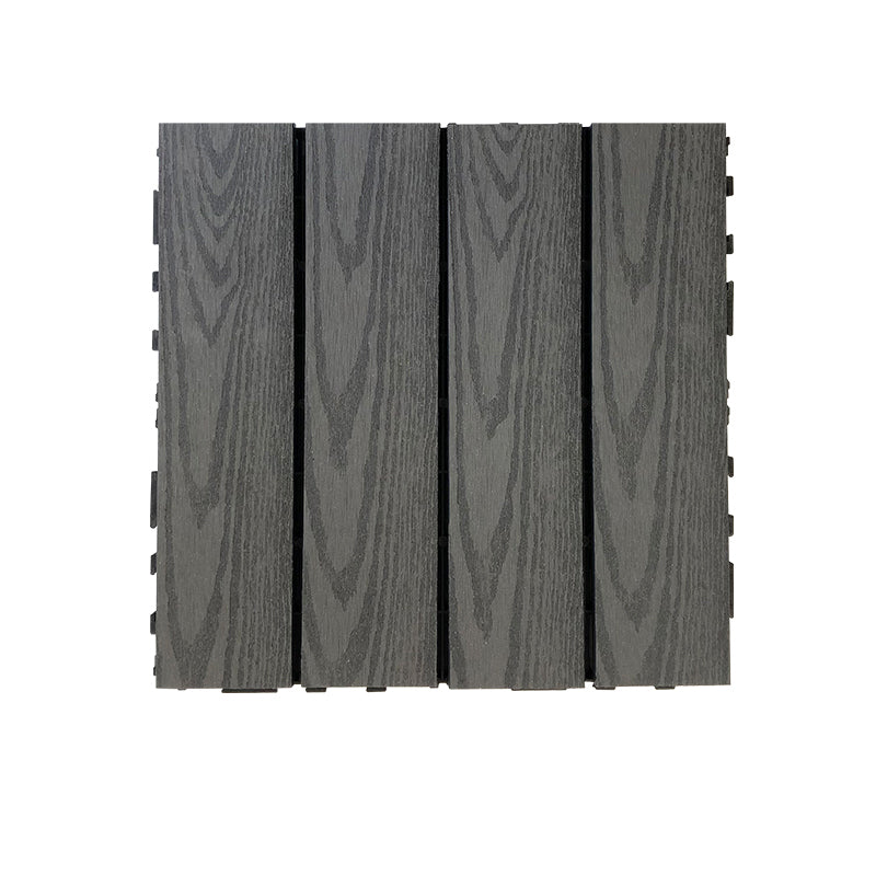 Composite Square Decking Tiles Interlocking Striped Pattern Patio Flooring Tiles