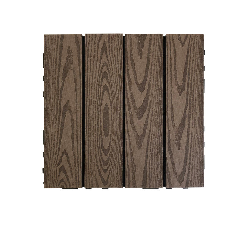 Composite Square Decking Tiles Interlocking Striped Pattern Patio Flooring Tiles