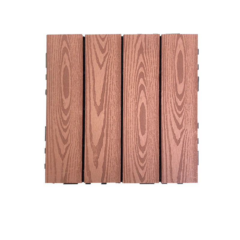 Composite Square Decking Tiles Interlocking Striped Pattern Patio Flooring Tiles