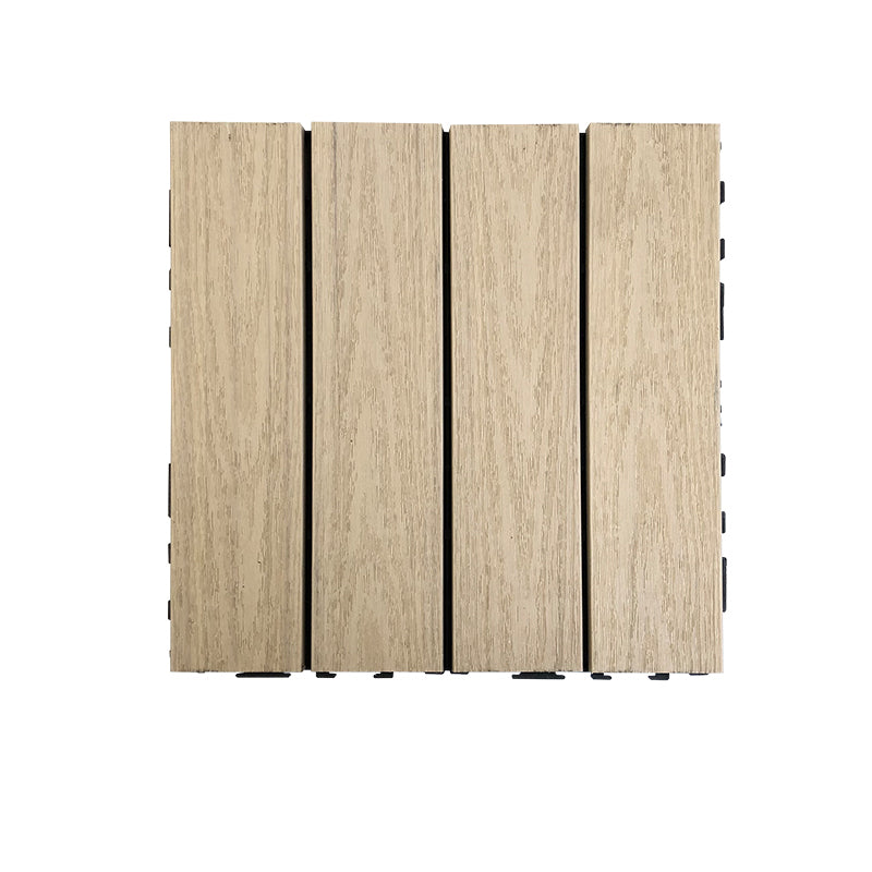 Composite Square Decking Tiles Interlocking Striped Pattern Patio Flooring Tiles