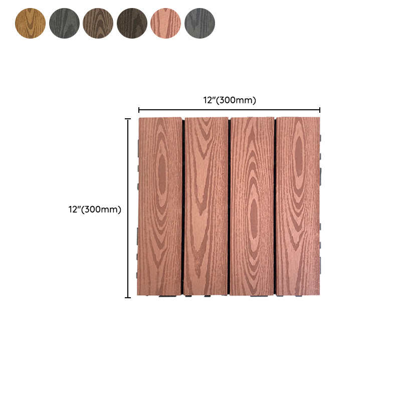 Composite Square Decking Tiles Interlocking Striped Pattern Patio Flooring Tiles