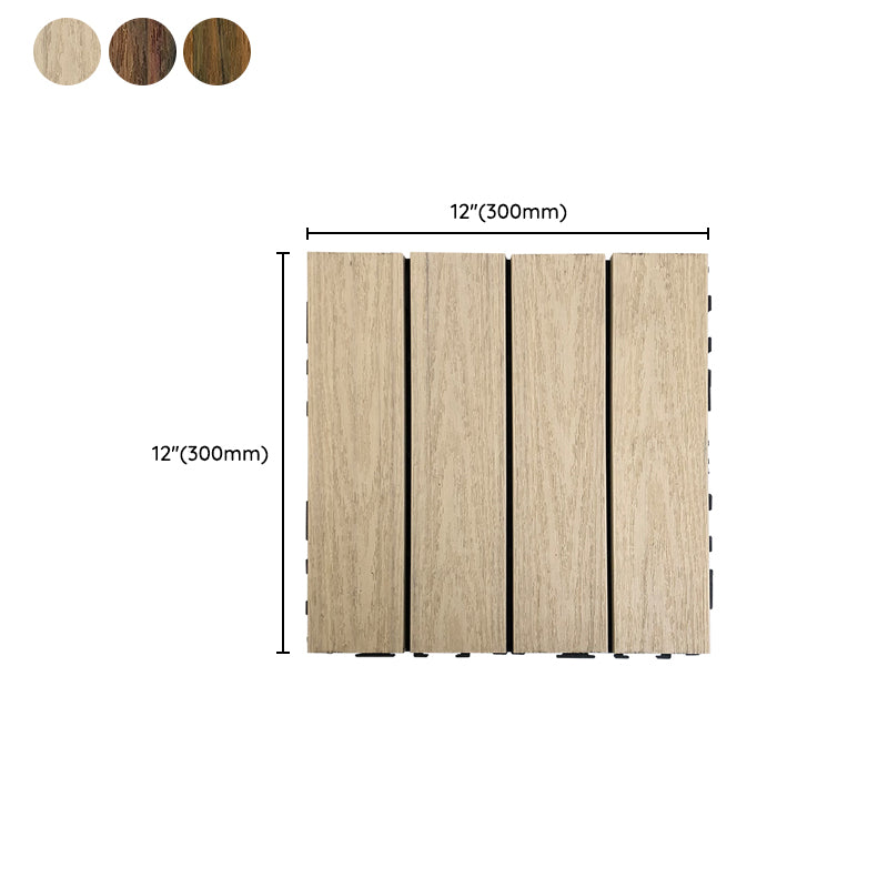 Composite Square Decking Tiles Interlocking Striped Pattern Patio Flooring Tiles