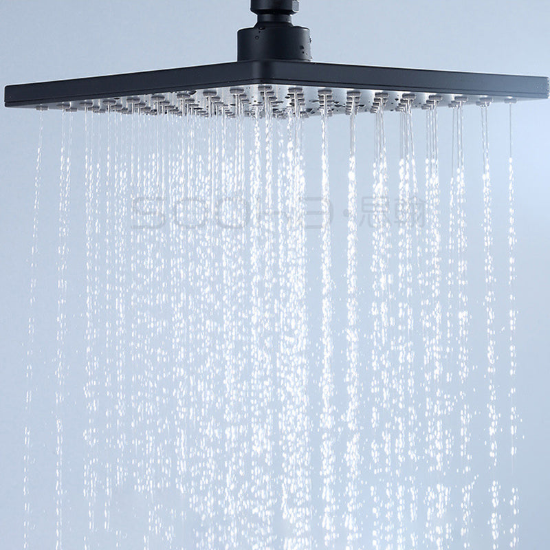 Black Square Fixed Shower Head Modern Style Wall-Mount Showerhead