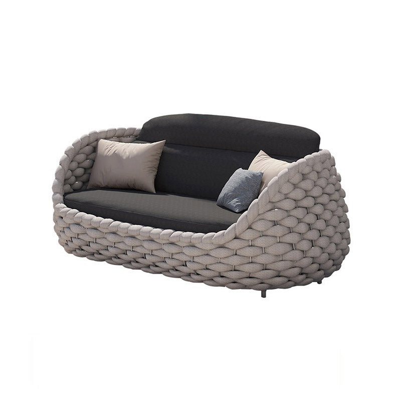 Modern Metal Patio Sofa Water Resistant Outdoor Patio Sofa with Cushions