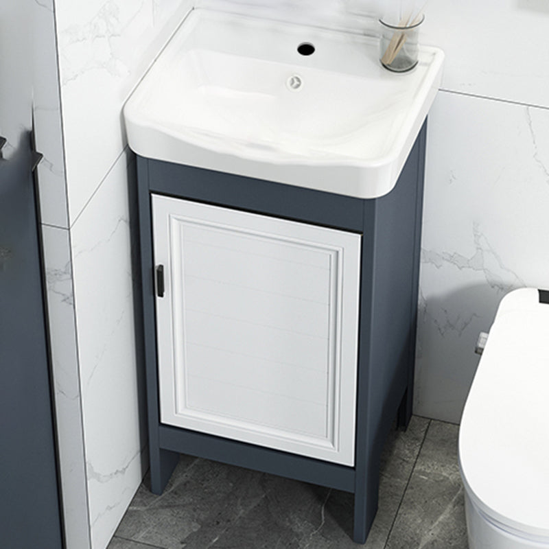 Mirror Bathroom Vanity Freestanding Rectangular Single Sink Metal Frame Vanity with Doors