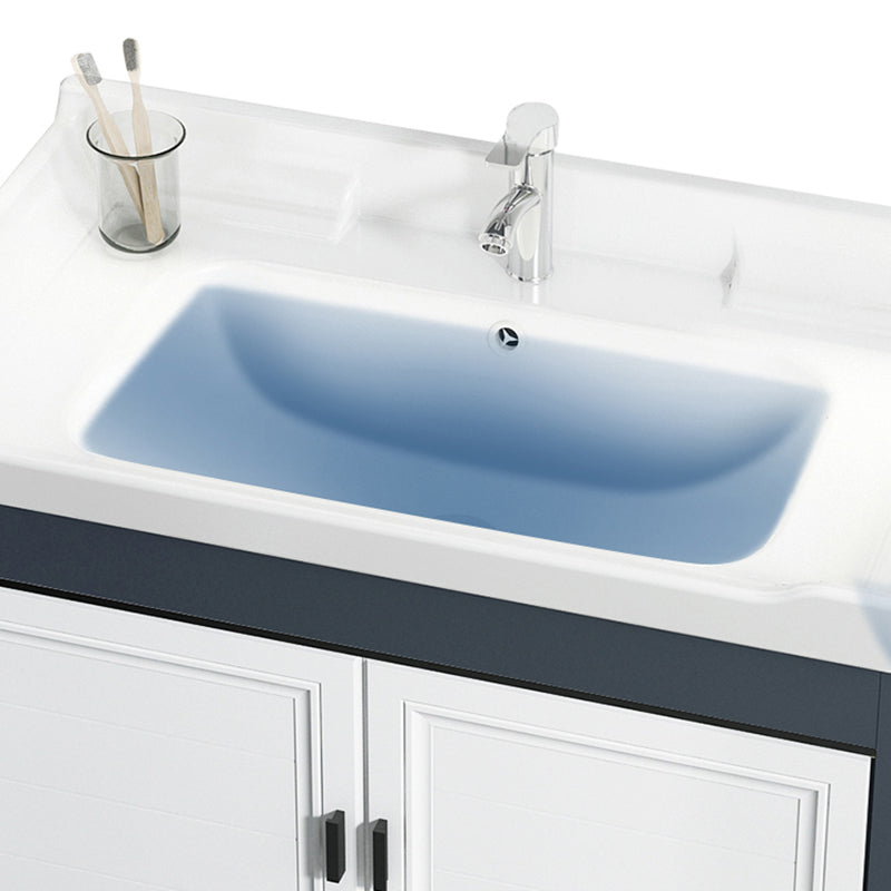 Mirror Bathroom Vanity Freestanding Rectangular Single Sink Metal Frame Vanity with Doors