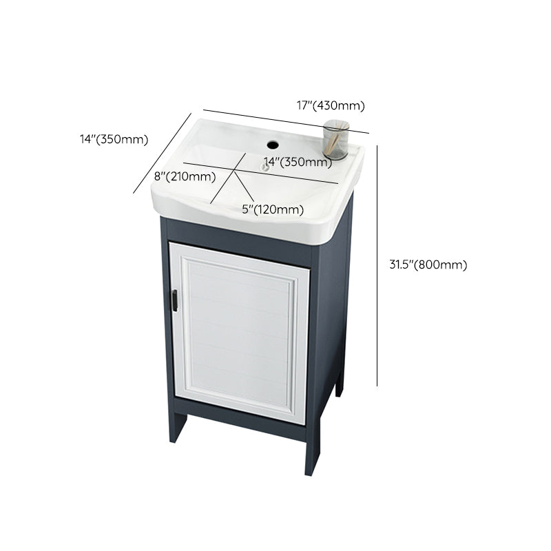 Mirror Bathroom Vanity Freestanding Rectangular Single Sink Metal Frame Vanity with Doors