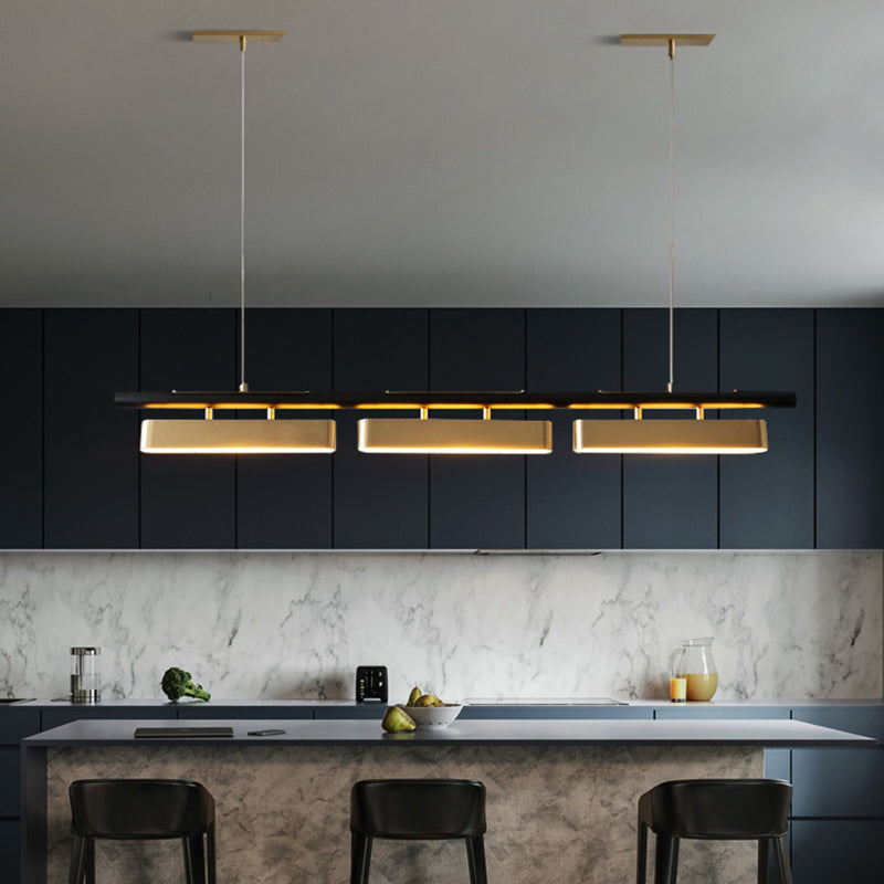 Modern 2/3/4-Light Black Ceiling Light Metal Kitchen Island Lighting for Dining Room