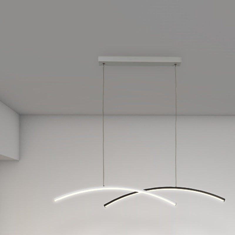 Black and White Ceiling Pendant Fixture Aluminum LED 2 - Light Kitchen Island Light