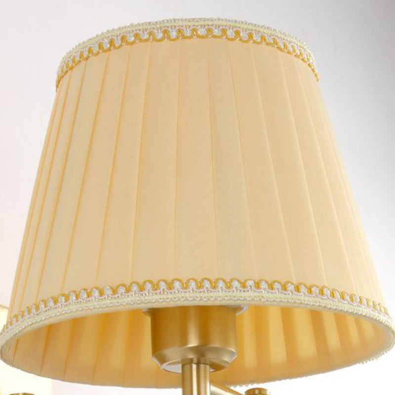 Single Light Wall Sconce in Gold Iron & Fabric Adjustable Wall Lighting Fixture