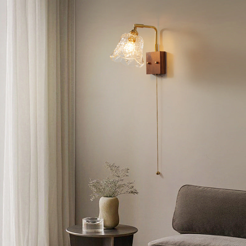 Modern Wood Curving Wall Sconce Geometric Shape Wall Light for Living Room