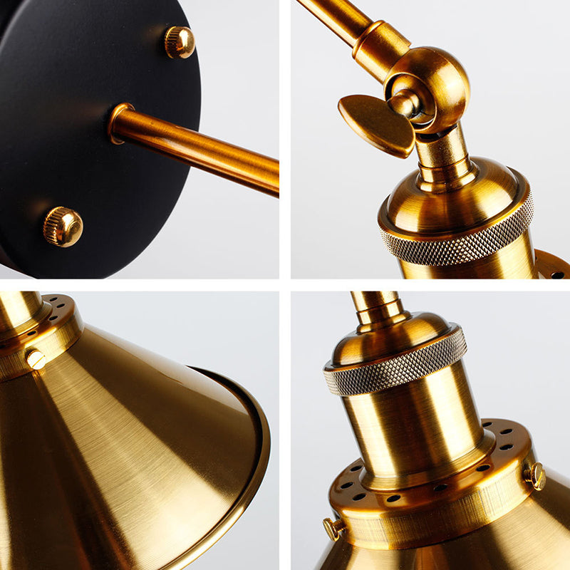 Industrial Wall Sconce Cone Shape Wall Lamp with Metal Shade for Living Room