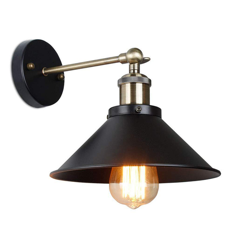 Industrial Wall Sconce Cone Shape Wall Lamp with Metal Shade for Living Room