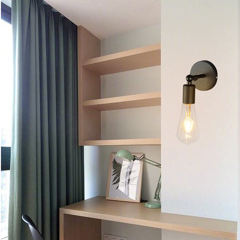 Modern Metal Wall Sconce Circle Shape Adjustable Wall Lamp for Bedroom