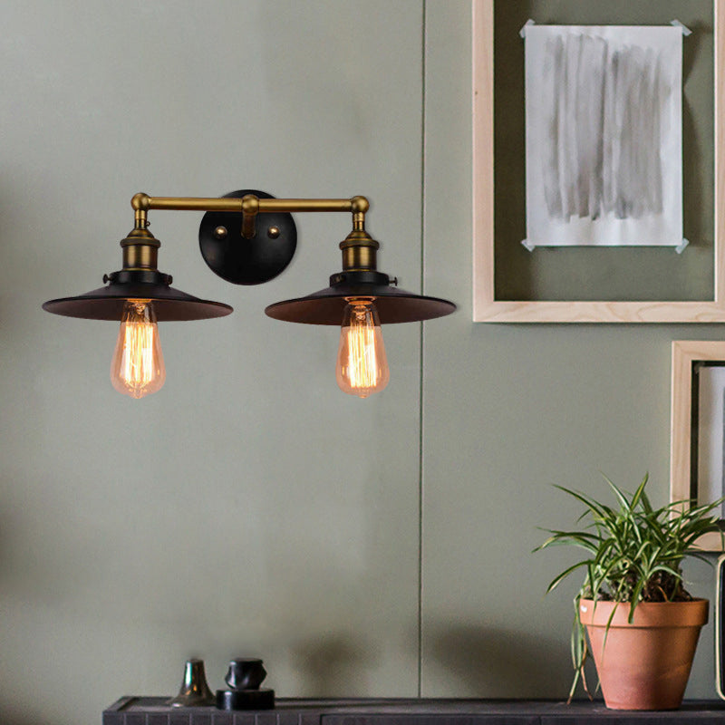 Industrial Wall Sconce Cone Shape Wall Light with Metal Shade for Bedroom in Black