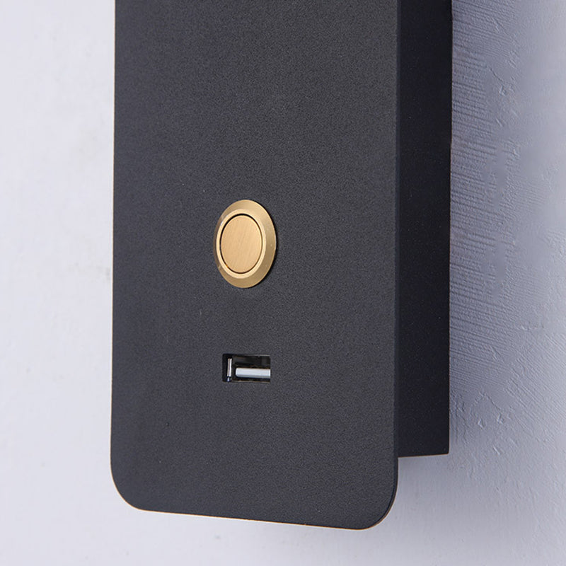 Gold Modern Metal Wall Sconce Rectangle Shape Wall Light with Glass Shade for Living Room