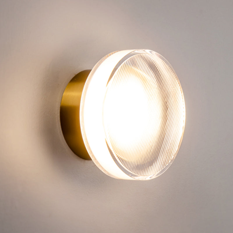 Contemporary LED Wall Sconce in Black / Gold Wall Light with Acrylic Round Shade