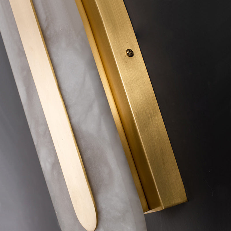 Geometric Post Modern Wall Mount in Gold Brass & Marble Wall Sconce
