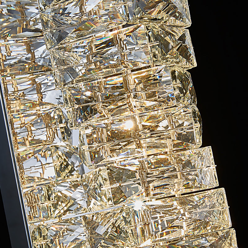 Metal and Crystal Wall Mounted Fixture in Clear LED Post Modern Cylinder Wall Lighting